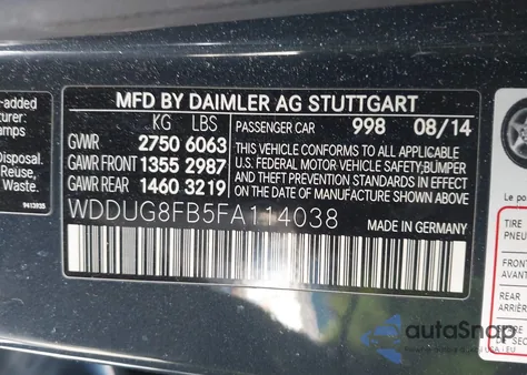 2015 Mercedes-Benz S 550 4Matic z USA, uszkodzony, nr VIN WDDUG8FB5FA114038